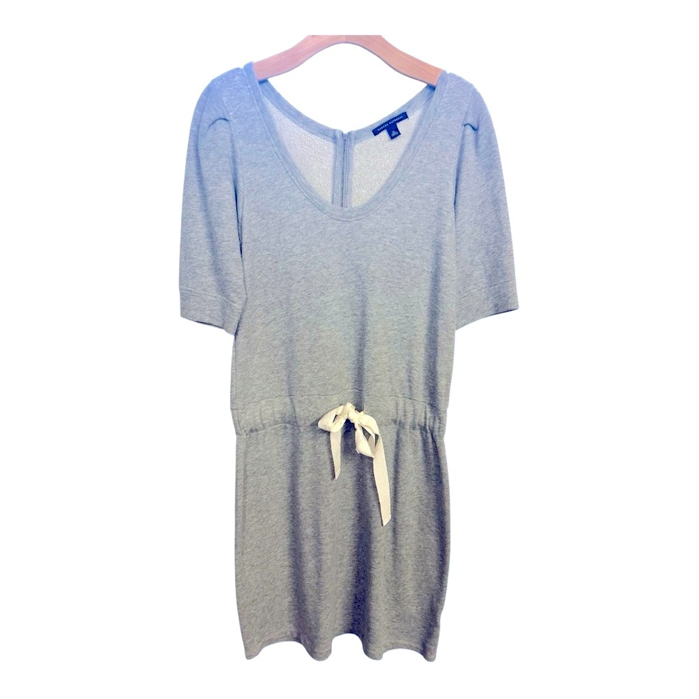 Banana Republic Grey & White T-shirt Dress Drawstring Bow M Medium